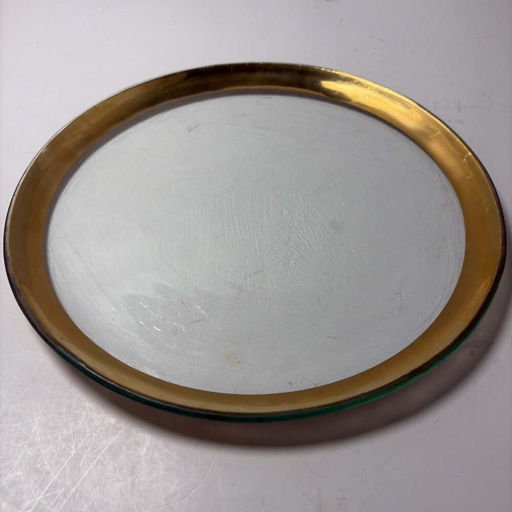 Roman Antique Service/Charger Plate by Annieglass 24K Gold, 12", 1995, Signed